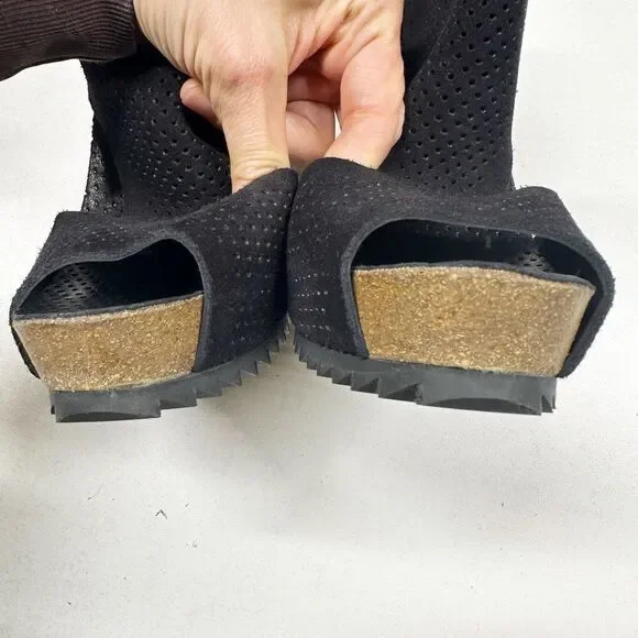 Pedro Garcia Petunia Perforated Heeled Sandals Womens Size 39 Black - Picture 6 of 10